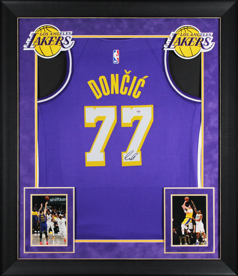 Lakers Luka Doncic Signed Purple Nike Swingman Framed Jersey PSA/DNA #AP94188