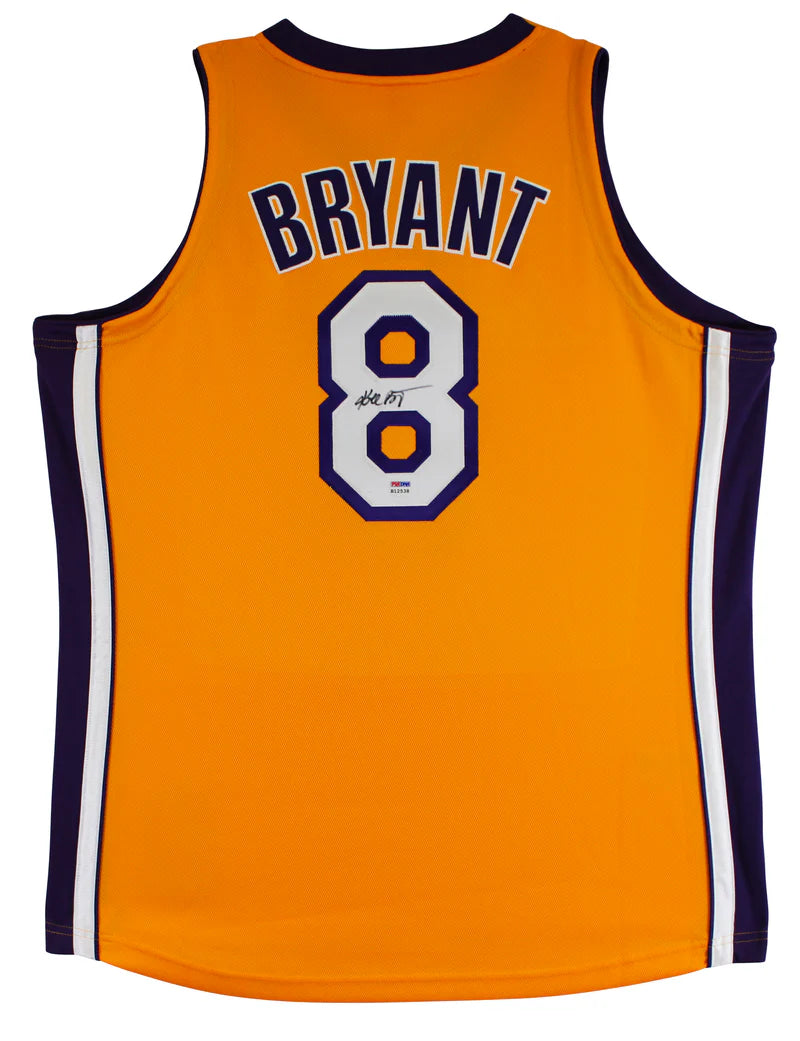Lakers Kobe Bryant Signed Yellow M&N 2000-01 HWC Authentic Jersey PSA #B12538