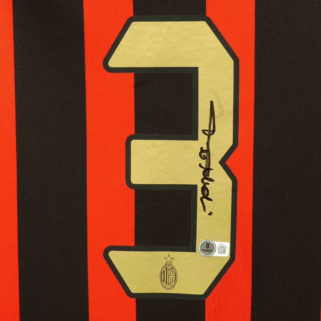 Framed Paolo Maldini Signed AC Milan Home Soccer Jersey #3 with Beckett COA