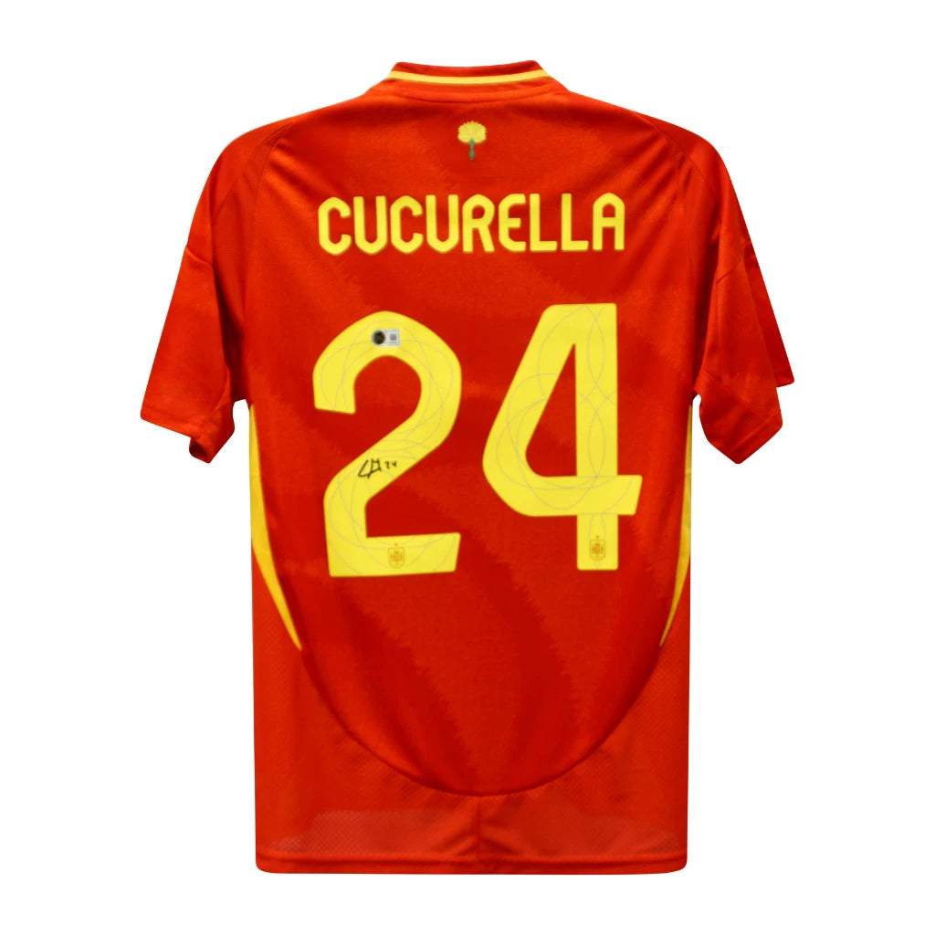 Framed Marc Cucurella Signed Spain FC Soccer Jersey #24 with Beckett COA