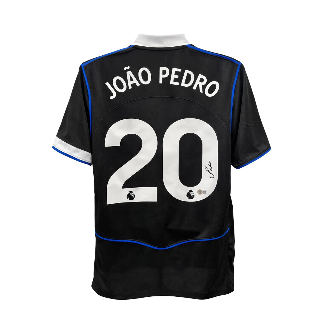 Framed Joao Pedro Signed Chelsea Away Soccer Jersey #20 with Beckett COA