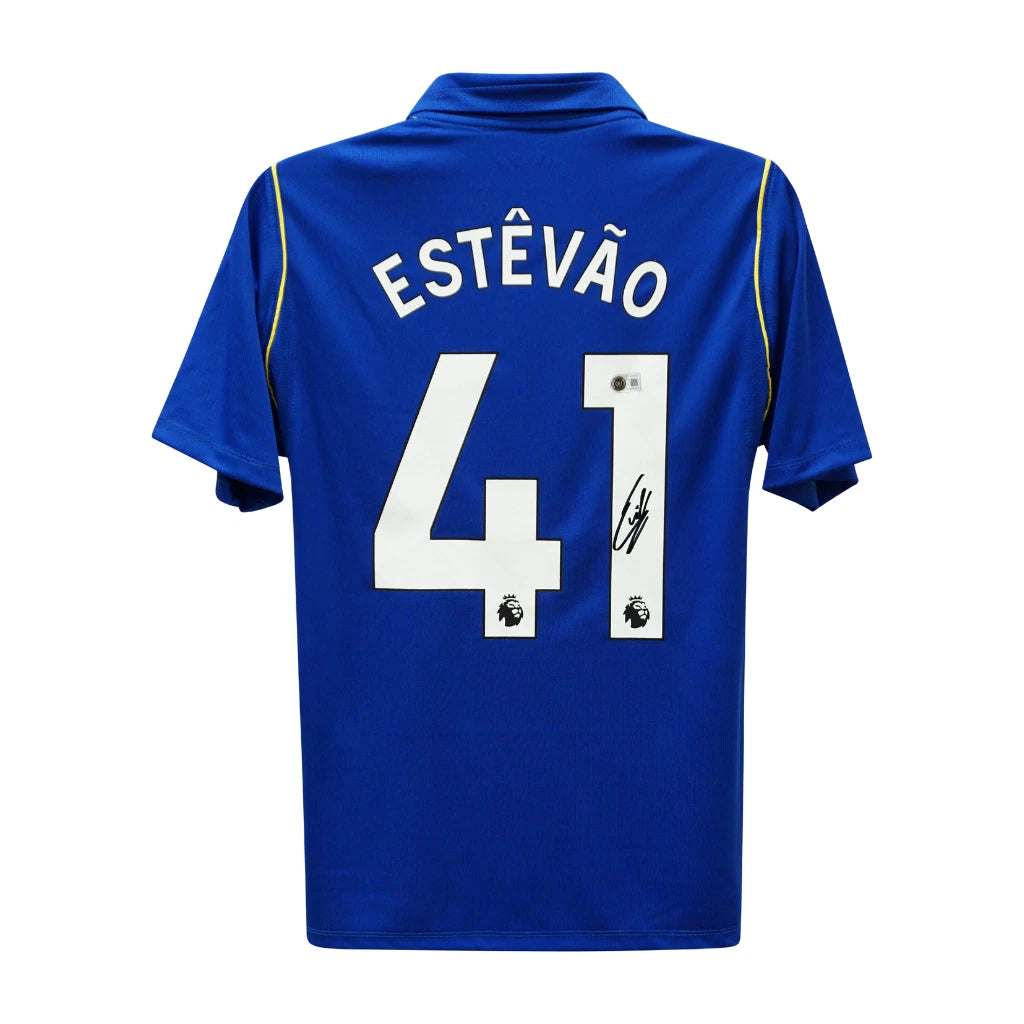 Framed Estevao Willian Signed Chelsea 2026-27 Home Soccer Jersey #41 with Beckett COA