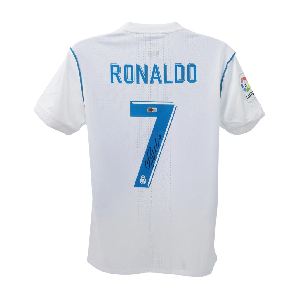 Framed Cristiano Ronaldo Signed Real Madrid 2017-18 Home Jersey with Beckett COA