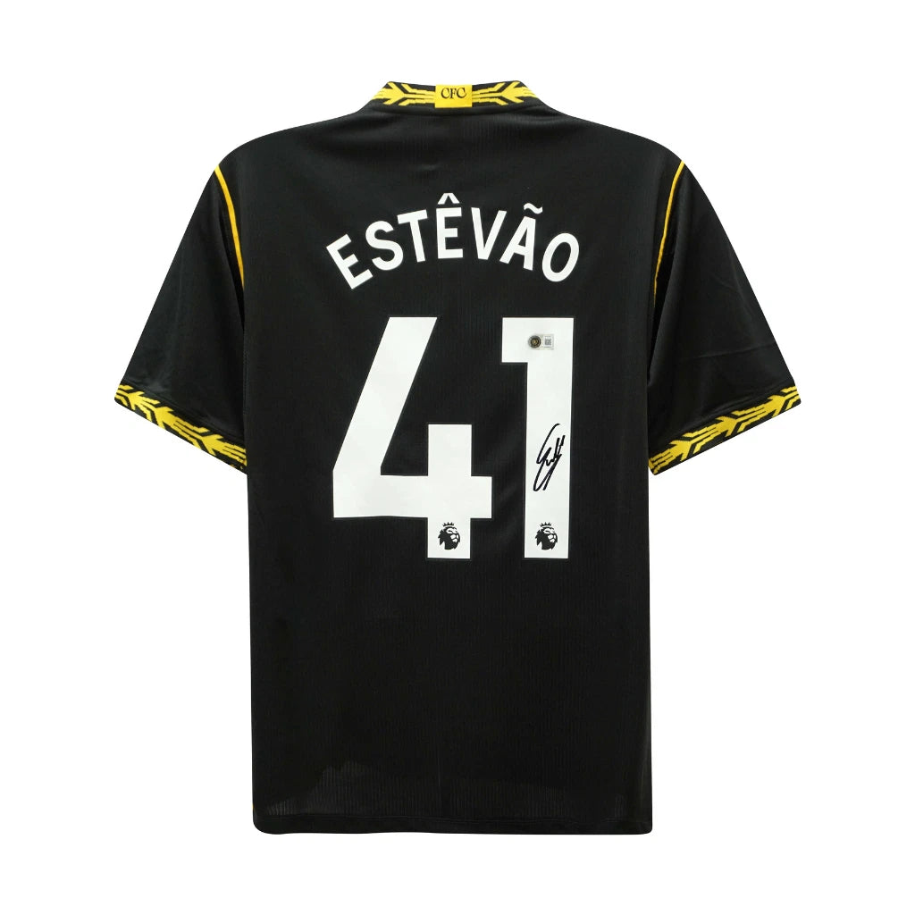 Framed Estevao Willian Signed Chelsea Away Soccer Jersey #41 with Beckett COA