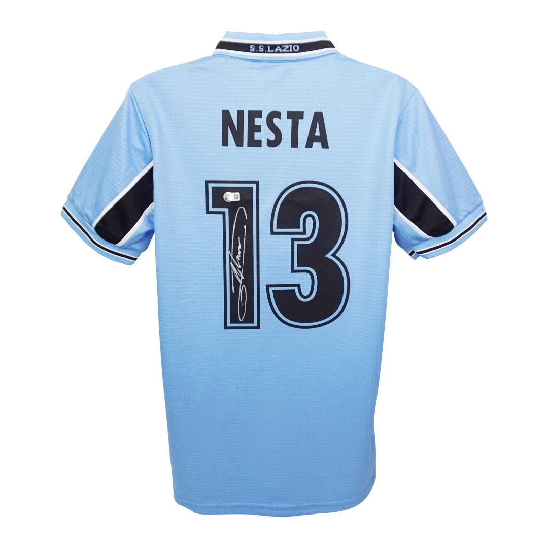 Framed Alessandro Nesta Signed Lazio Soccer Jersey #13 with Beckett Witness