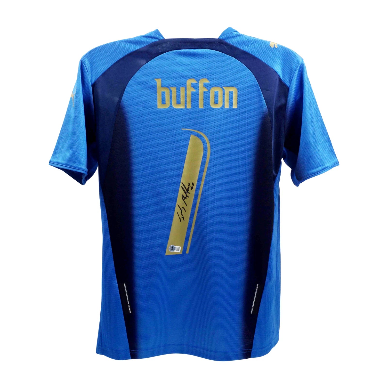 Framed Gianluigi Buffon Signed Italy Home Soccer Jersey #1 with Beckett COA