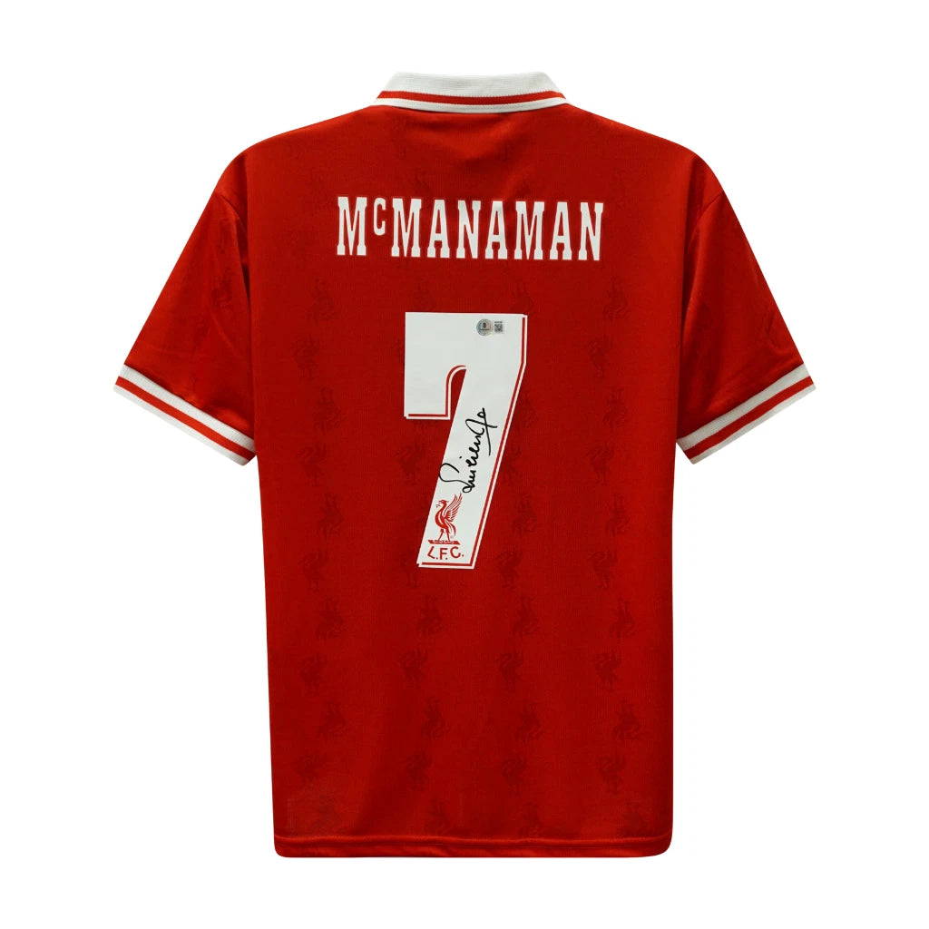 Framed Steve McManaman Signed Liverpool FC Home Soccer Jersey #7 with Beckett COA