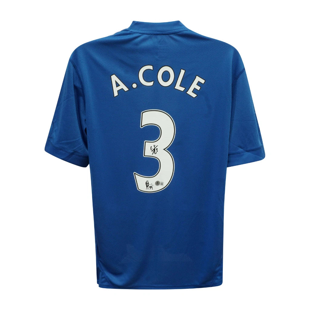 Framed Ashley Cole Signed Chelsea Home Soccer Jersey #3 with Beckett COA