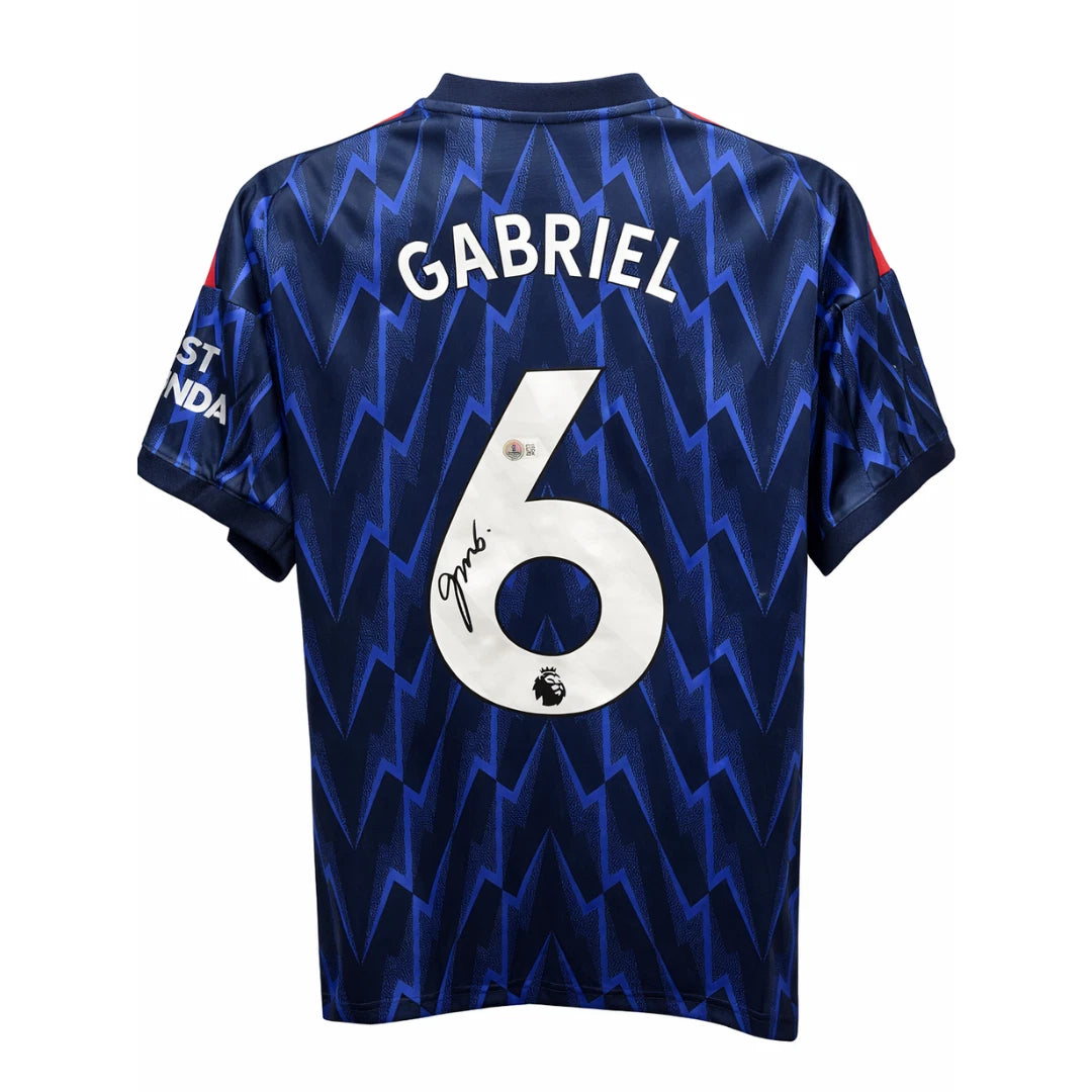 Framed Gabriel Signed Arsenal FC Away Soccer Jersey #6 with Beckett COA