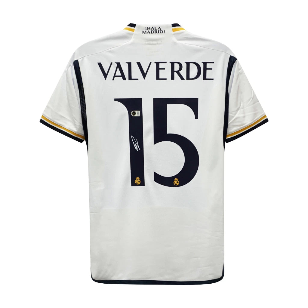 Framed Federico Valverde Signed Real Madrid FC Home Soccer Jersey #15 with Beckett COA