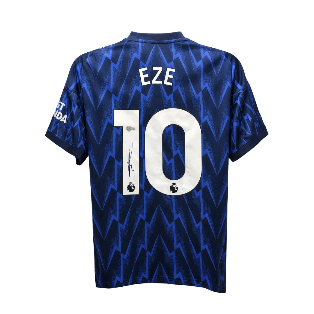 Framed Eberechi Eze Signed Arsenal FC Away Soccer Jersey #11 with Beckett COA