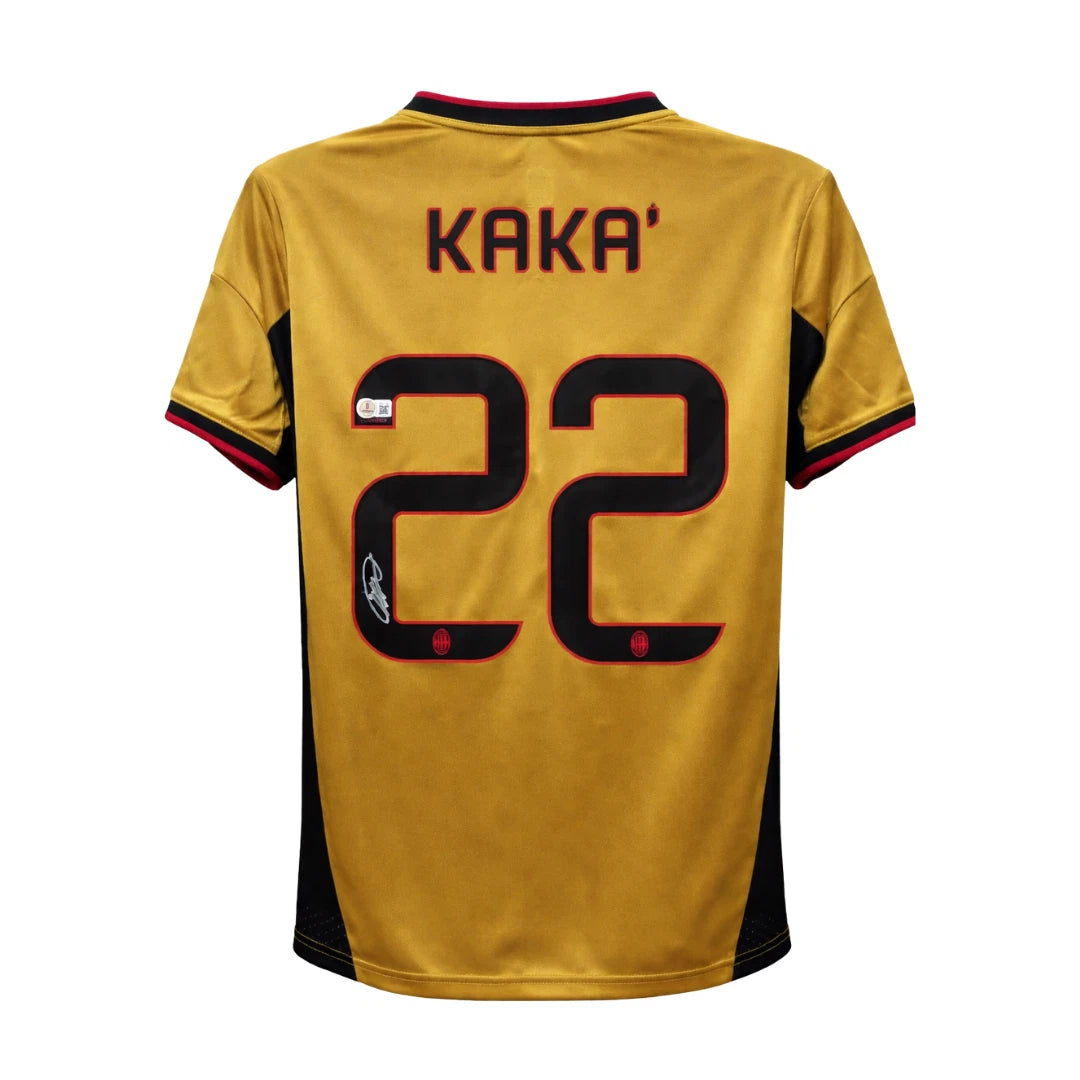 Framed Ricardo Kaka Signed AC Milan Away Soccer Jersey #22 with Beckett COA