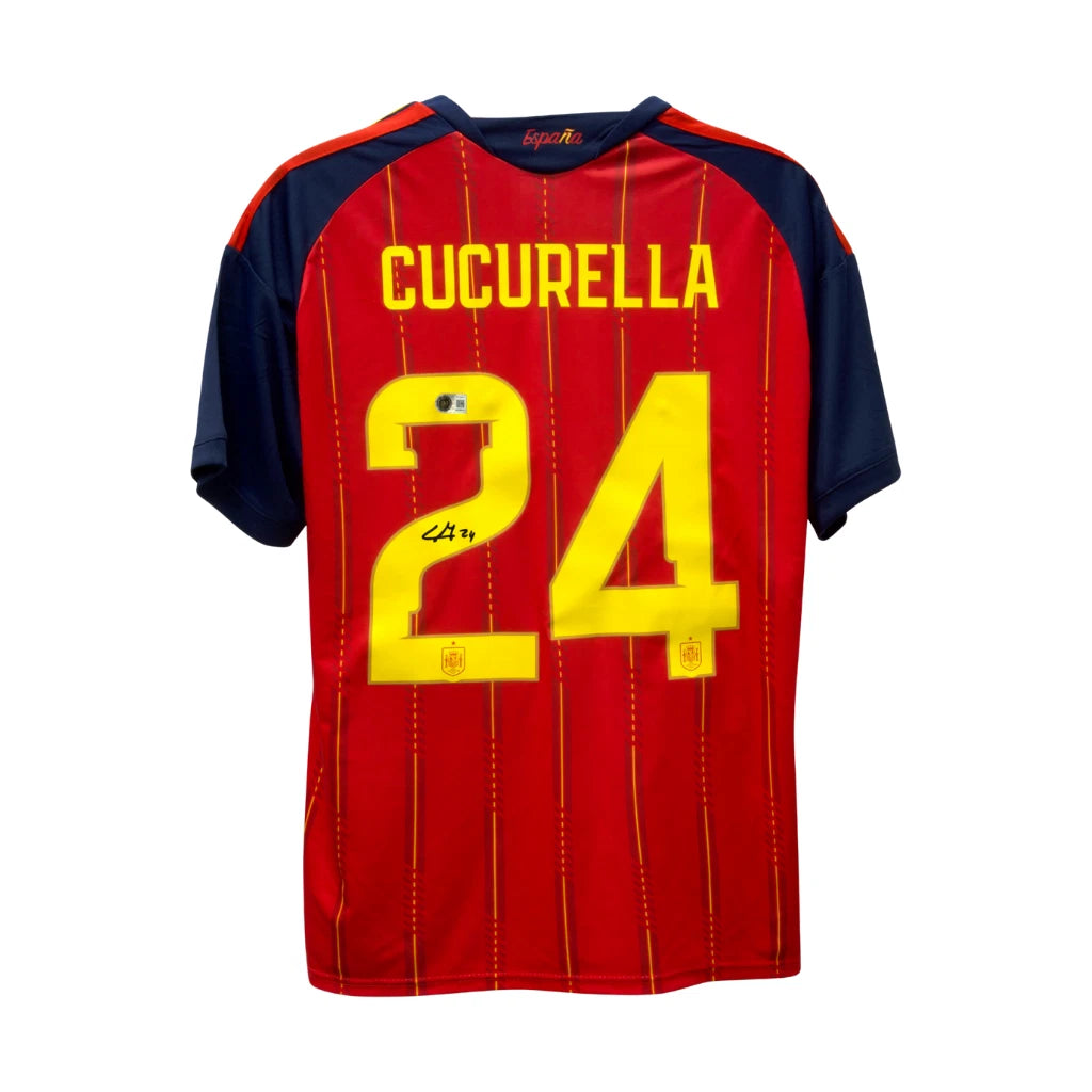 Framed Marc Cucurella Signed Spain FC Soccer Jersey #24 with Beckett COA