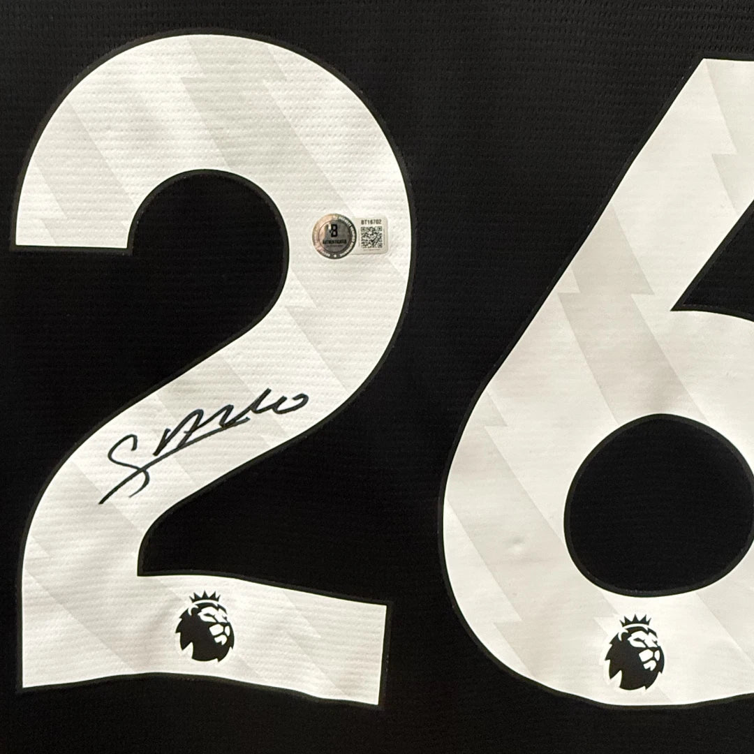 Framed Savinho Signed Manchester City FC Away Soccer Jersey #26 with Beckett COA