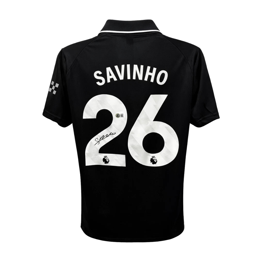 Framed Savinho Signed Manchester City FC Away Soccer Jersey #26 with Beckett COA