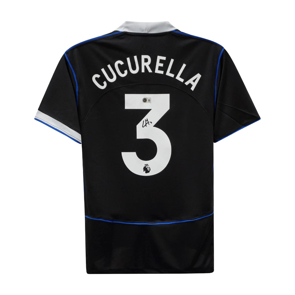 Framed Marc Cucurella Signed Chelsea FC Away Soccer Jersey #3 with Beckett COA