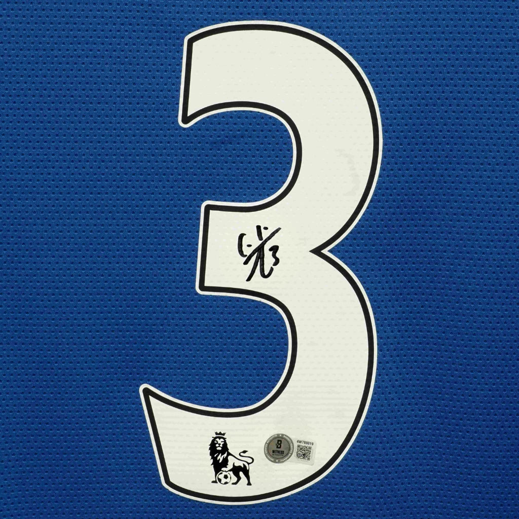 Framed Ashley Cole Signed Chelsea Home Soccer Jersey #3 with Beckett COA