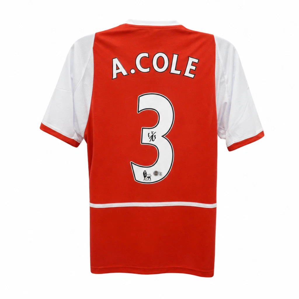 Framed Ashley Cole Signed Arsenal Home Soccer Jersey #3 with Beckett COA
