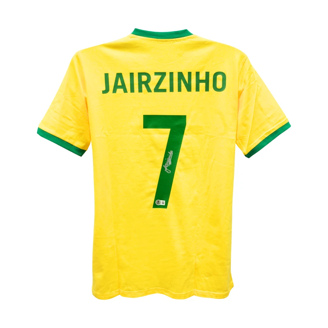 Framed Jairzinho Signed Vintage Brazil FC Home Soccer Jersey #7 with Beckett COA