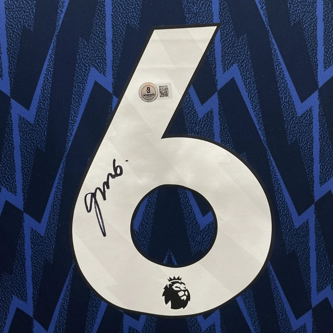 Framed Gabriel Signed Arsenal FC Away Soccer Jersey #6 with Beckett COA