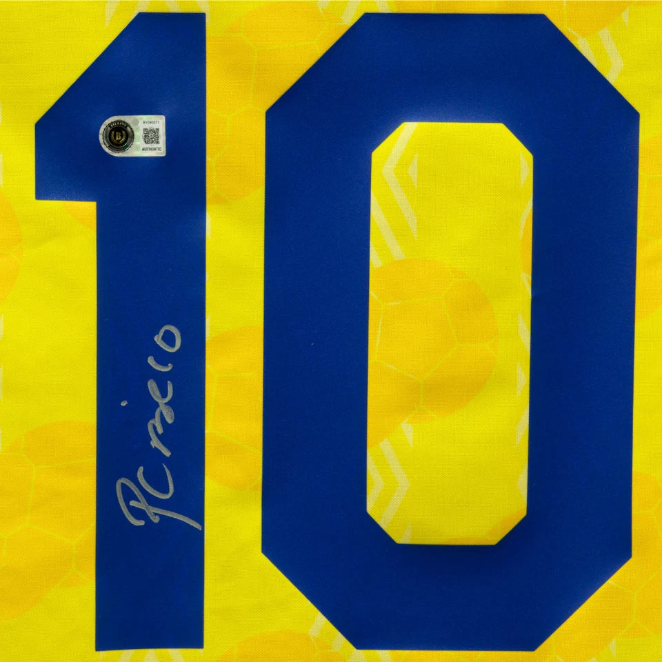 Carlos Valderrama Signed Colombia Soccer Jersey #10 Framed with Beckett COA
