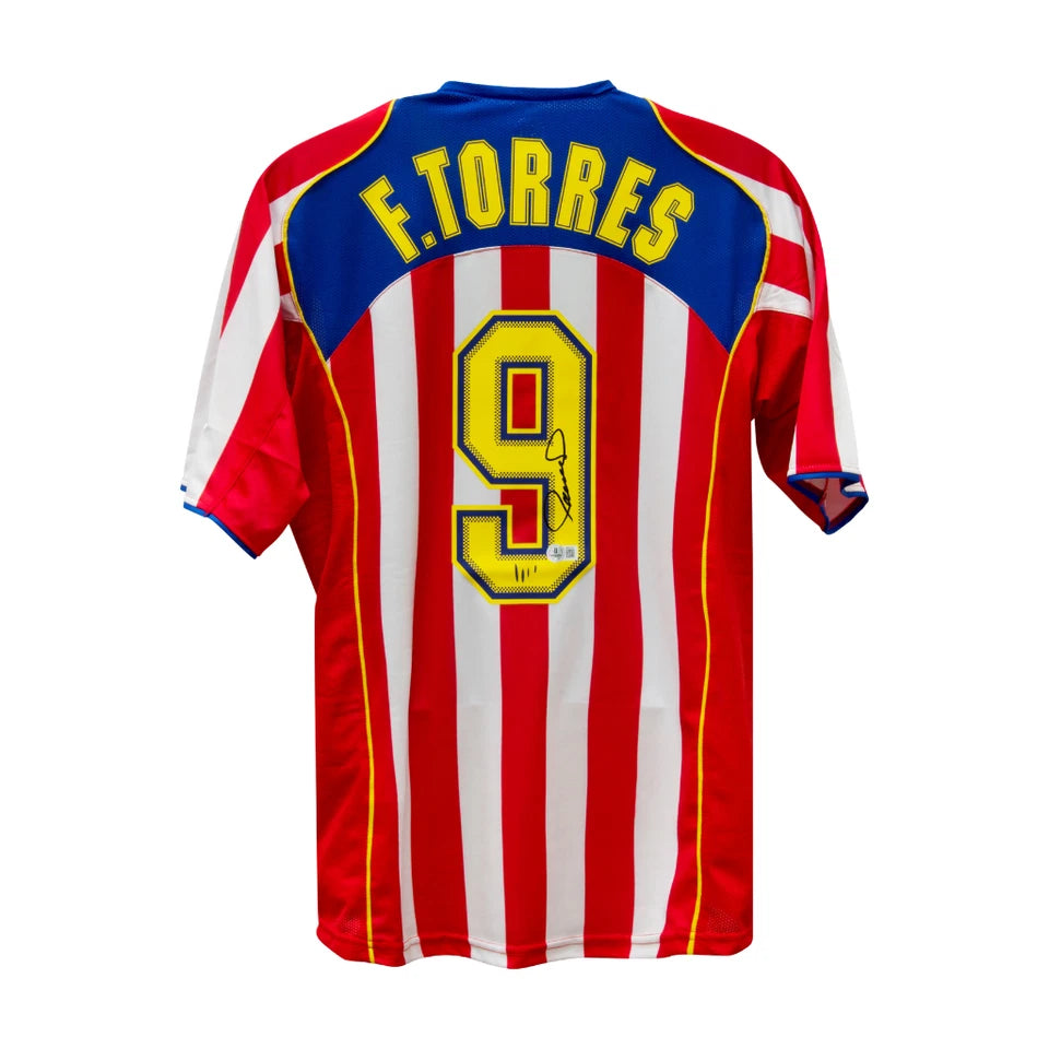Fernando Torres Signed Atletico Madrid Home Soccer Jersey #9 Framed with Beckett COA