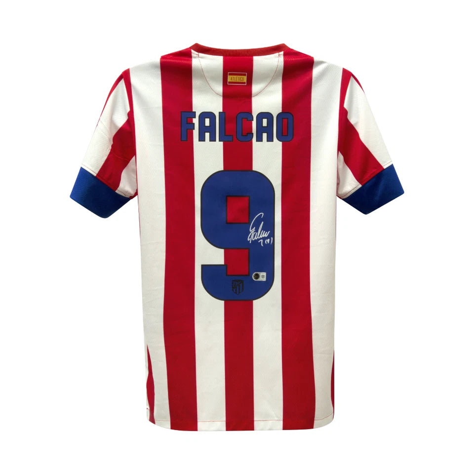 Radamel Falcao Signed Atletico Madrid Home Soccer Jersey #9 Framed with Beckett COA