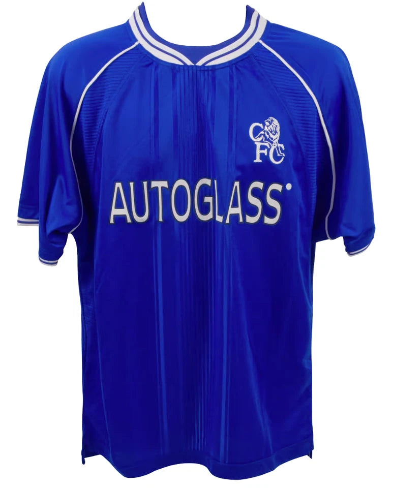 Framed Gianfranco Zola Signed Chelsea Home Soccer Jersey #25 with Beckett COA