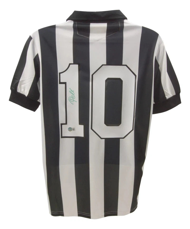 Framed Pele Signed Vintage Santos FC Home Soccer Jersey #10 with Beckett COA