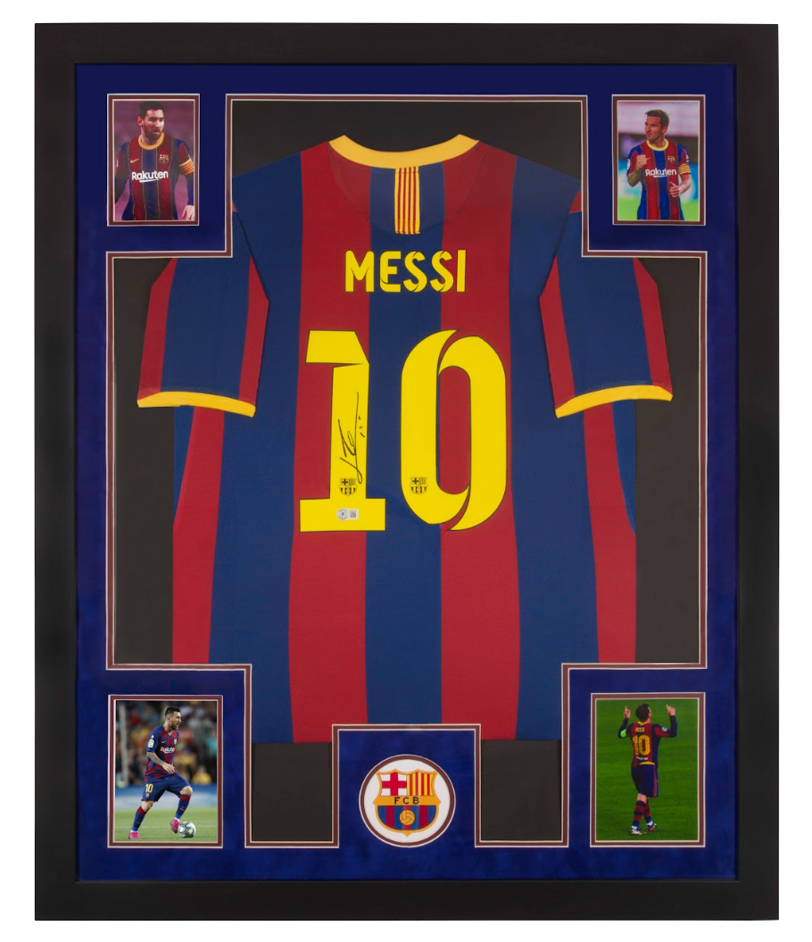 Lionel Messi Signed 35x43 Custom Framed Jersey (Beckett COA