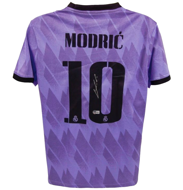 Autographed/Signed Luka Modric Real Madrid Blue Soccer Jersey Beckett BAS  COA