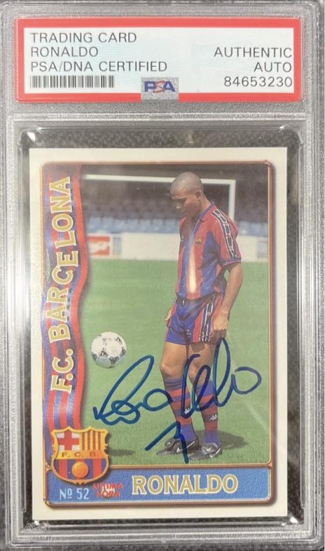 Ronaldo Nazario Signed Mundi Cromo Sport Barcelona #52 - PSA Authentic ...